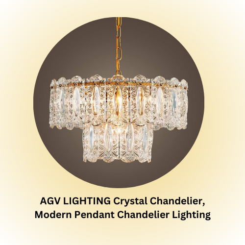 AGV LIGHTING Crystal Chandelier, Modern Pendant Chandelier Lighting