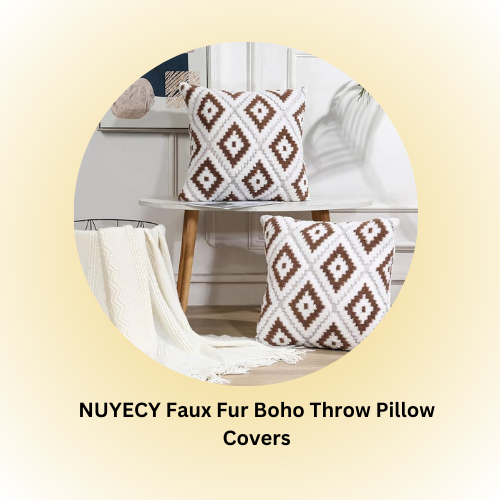 NUYECY Faux Fur Boho Throw Pillow Covers