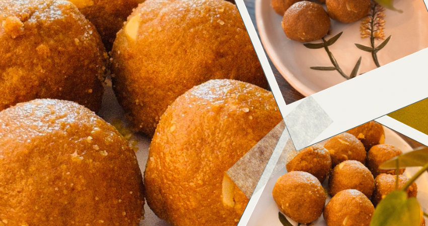 Besan ladoos on plate