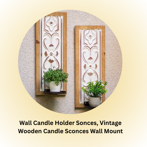 Wall Candle Holder Sonces Set of 2_ Romadedi Vintage Wooden Candle Sconces Wall Mount